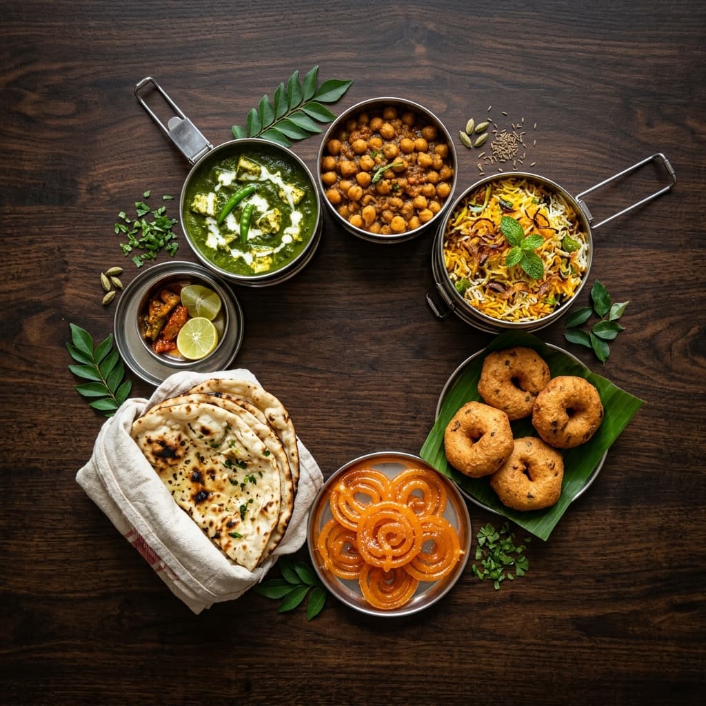 Stunning Indian cuisine thali spread